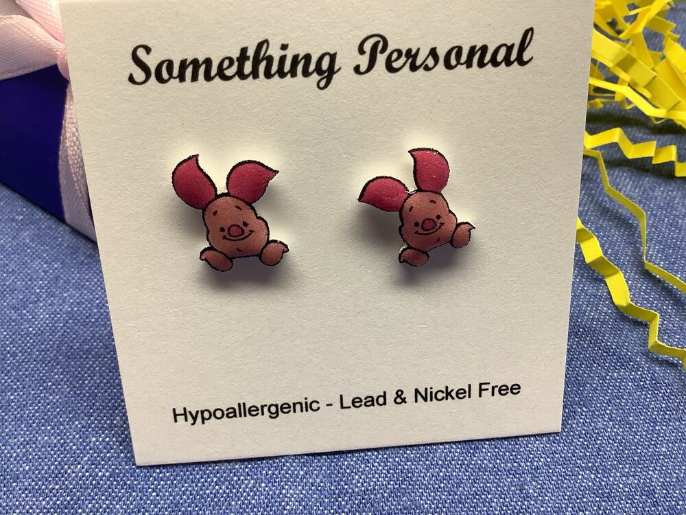 Piglet - Winnie the Pooh Inspired Stud Earrings - Gift Boxed - Chibi Cute